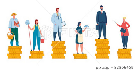Salary difference, wage gap between rich and poor. People with different incomes, professional income comparison, unequal pay vector concept 82806459