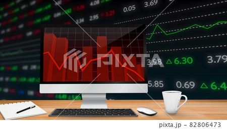 Image of statistics recording on computer screen with financial data processing Image of statistics recording on computer screen with financial data processing 82806473