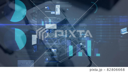 Image of financial data processing over credit card terminal 82806668