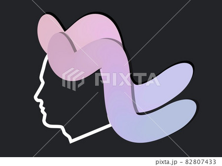 Composition of head of woman icon on black background Composition of head of woman icon on black background 82807433
