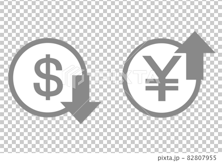 円とドルの相場 アップダウンの値動きを表している矢印とお金 円とドルの相場 アップダウンの値動きを表している矢印とお金 82807955