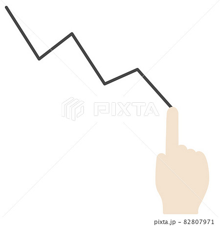 値動きを指で追っているイラスト 82807971