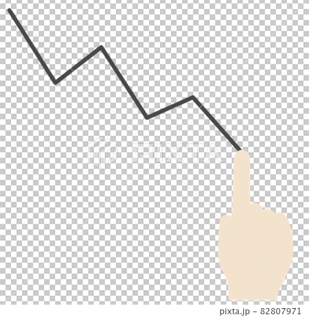 値動きを指で追っているイラスト 82807971