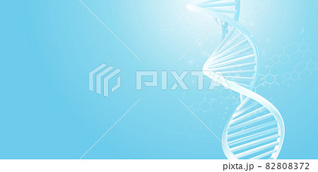 DNA double helix model on a light blue background. 82808372