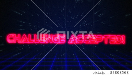 Retro Challenge accepted text glitching over blue and red squares on white hyperspace effect 82808568