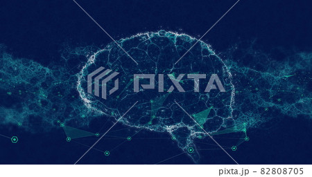 Image of 3d human brain spinning over network of connections 82808705