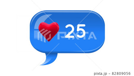 Blue chat box with numbers and a heart icon 4k 82809056