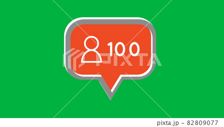 Orange chat box with numbers of followers 4k 82809077