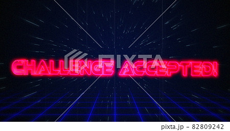 Retro Challenge accepted text glitching over blue and red triangles on white hyperspace effect 82809242