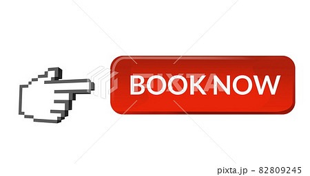 Book now button with pointing hand 4k 82809245