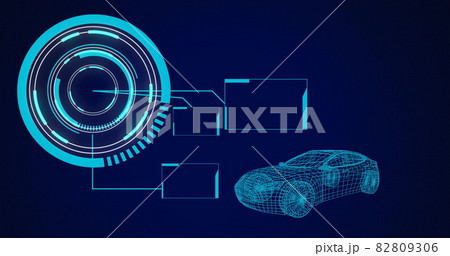 Image of 3d car drawing with scope scanning and data processing 82809306