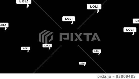 Image of social media text on banners with speech bubbles over black background 82809485