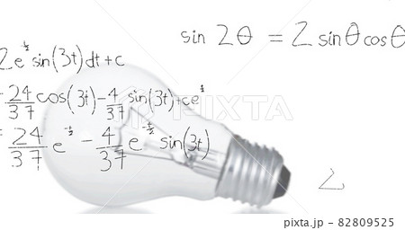 Image of light bulb and scientific formule data processing 82809525