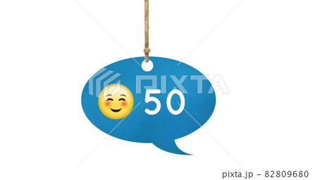 Smiling emoji in a tied speech bubble 4k 82809680