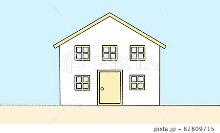 青空の中の黄色い屋根のシンプルな家のイラスト 82809715