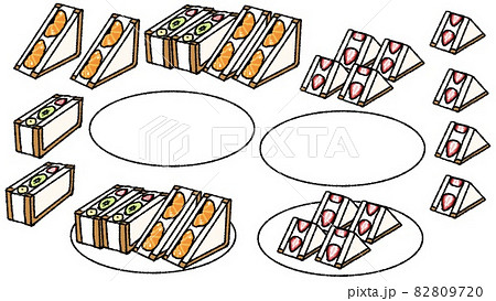 オレンジやイチゴ キウイなどのフルーツサンドのイラスト素材のイラスト素材 8097