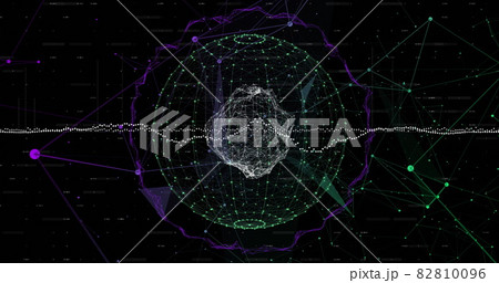 Globe of network of connection against black background 82810096