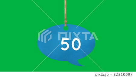Tied blue speech bubble with numbers 4k Tied blue speech bubble with numbers 4k 82810097