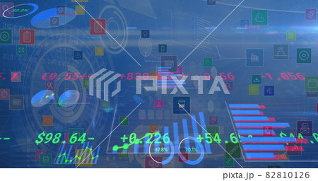 Image of financial data processing over scopes scanning and digital icons Image of financial data processing over scopes scanning and digital icons 82810126