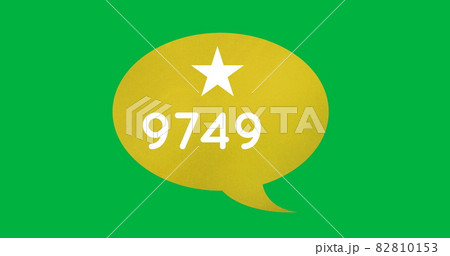 Yellow speech bubble with number 4k Yellow speech bubble with number 4k 82810153