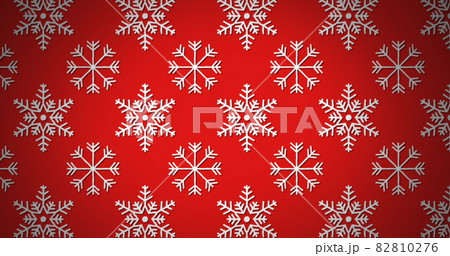 Image of christmas decoration pattern with snowflakes moving in formation on red background Image of christmas decoration pattern with snowflakes moving in formation on red background 82810276
