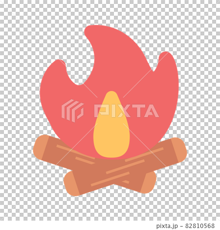 シンプルでかわいい焚き火のイラストのイラスト素材