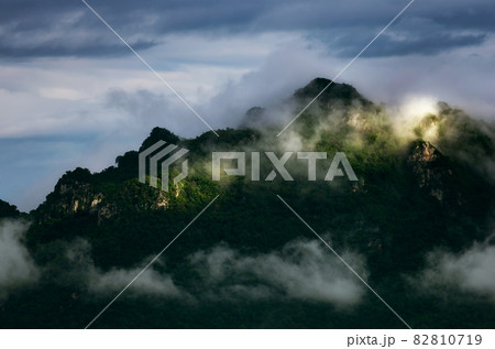 Morning with fog above the mountain, Morning with fog above the mountain, 82810719