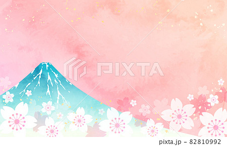 水彩の富士山と桜のベクターイラスト 水彩の富士山と桜のベクターイラスト 82810992