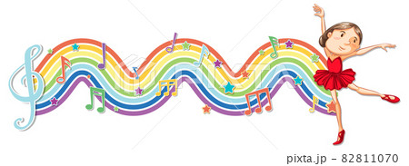 Ballerina with melody symbols on rainbow wave 82811070