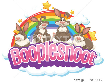 Cute rabbits on Boople Snoot font with rainbow 82811117