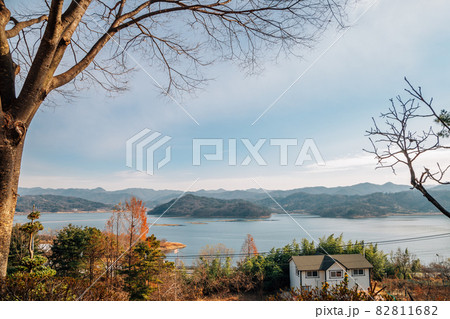 View of Daecheongho Lake in Cheongju, Korea 82811682