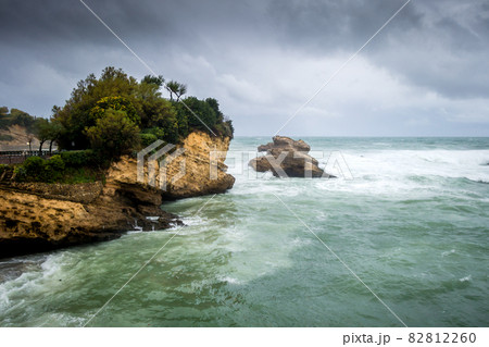 Rock of Basta and seaside in biarritz 82812260