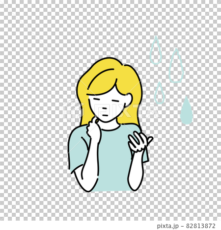 一個女人的皮膚感覺發粘和不舒服的插圖 82813872