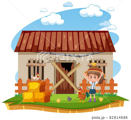 Farmer at the rural old farm houseのイラスト素材 [82814686] - PIXTA