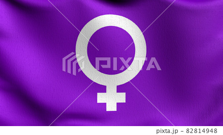 Feminist flag blowing in the wind. 3D rendering illustration of waving sign 82814948