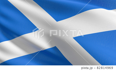Scotland flag blowing in the wind. 3D rendering illustration of waving sign Scotland flag blowing in the wind. 3D rendering illustration of waving sign 82814969