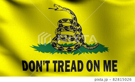 Dont tread on me flag blowing in the wind. 3D rendering illustration of waving sign Dont tread on me flag blowing in the wind. 3D rendering illustration of waving sign 82815026