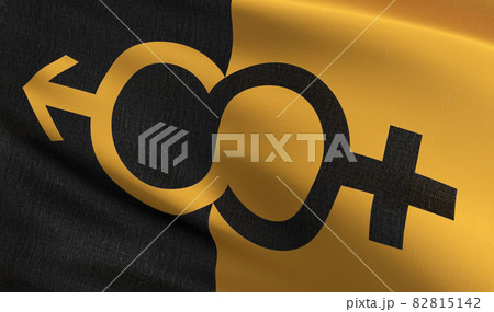 Super Straight flag blowing in the wind. 3D rendering illustration of waving sign 82815142