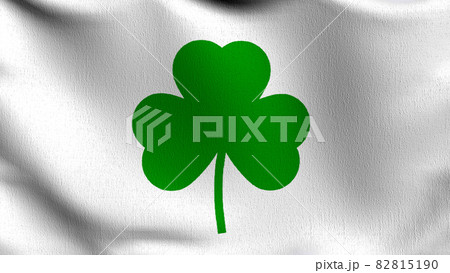 Irish Shamrock flag blowing in the wind. 3D rendering illustration of waving sign 82815190