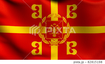 Byzantine Flag blowing in the wind. 3D rendering illustration of waving sign 82815198