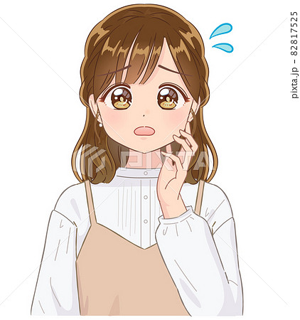 かわいい若い女の子の表情イラストのイラスト素材