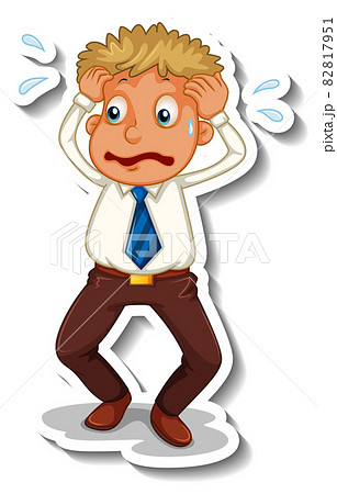 Sticker design with frightened man cartoon character 82817951
