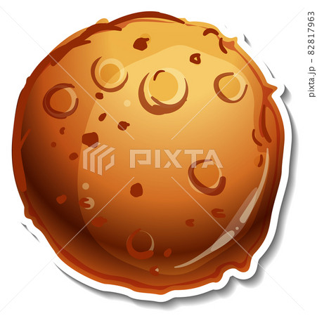 Sticker template with orange asteroid isolated 82817963