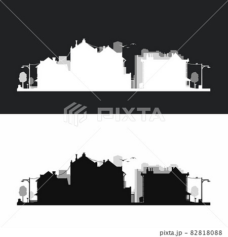 small city neighborhood silhouette style in set small city neighborhood silhouette style in set 82818088