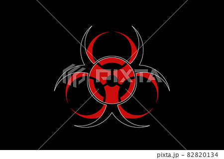 Stylized unusual biohazard sign on black background Stylized unusual biohazard sign on black background 82820134