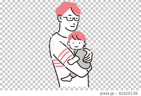 人物 パパと赤ちゃん 人物 パパと赤ちゃん 82820136