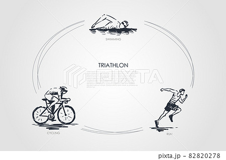 Triathlon - swimming, cycling, run vector concept set Triathlon - swimming, cycling, run vector concept set 82820278