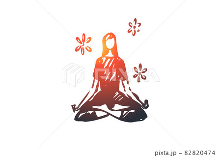Yoga, meditation, health, relax, lotus concept. Hand drawn isolated vector. Yoga, meditation, health, relax, lotus concept. Hand drawn isolated vector. 82820474