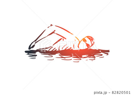 Swimming, pool, water, man, activity concept. Hand drawn isolated vector. 82820501