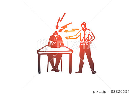 Scold, boss, work, employee, office concept. Hand drawn isolated vector. 82820534